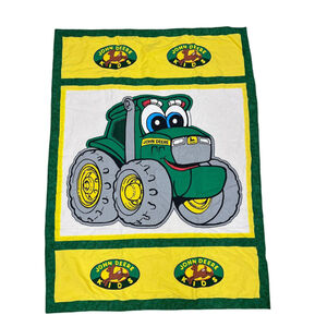 Handmade John Deere Kids Rag Quilt Blanket Toddler Crib Tractors Farm 43x59"